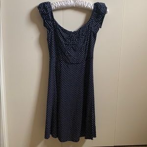 blue polka dot mini dress